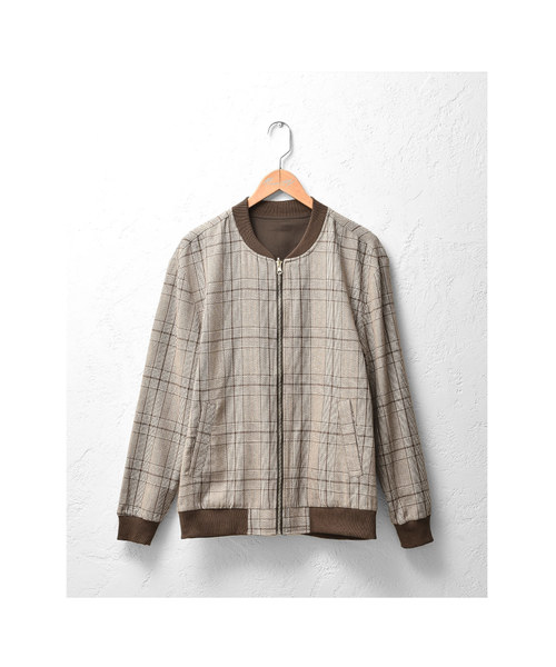 MinoriTY（マイノリティ）の「リバーシブルMA-1 チェックストライプブルゾン（その他アウター・メンズ・ブラック系その他/グレー系その他/ブラウン系その他/グリーン系その他/ブルー系その他/ブラック系その他2・M/L）」の17枚目の写真