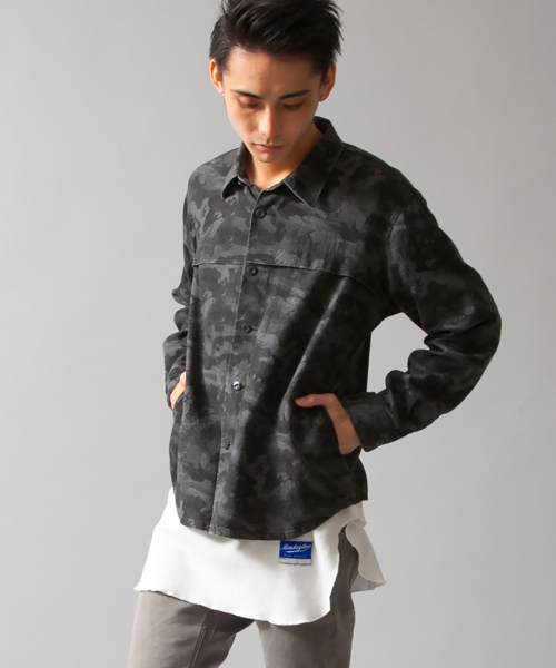 MONKEY TIME（モンキータイム）の「＜MT×nowartt＞∴ MIX/CAMO CPO/シャツ◆（シャツ/ブラウス・メンズ・ブラック/オリーブ・SMALL/MEDIUM/LARGE）」の14枚目の写真