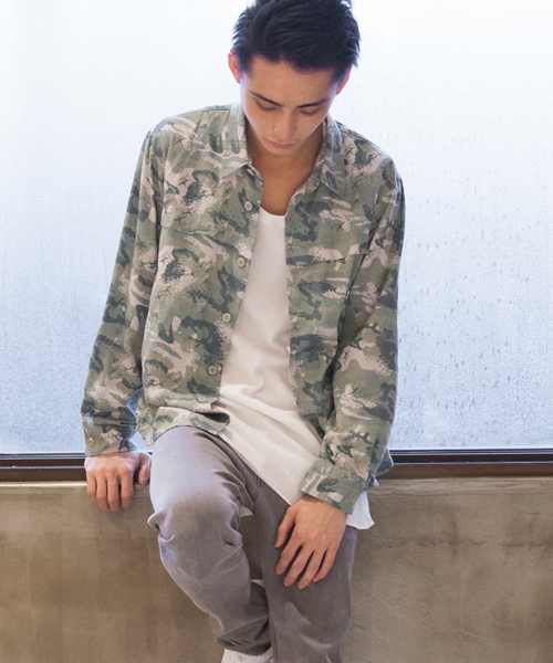 MONKEY TIME（モンキータイム）の「＜MT×nowartt＞∴ MIX/CAMO CPO/シャツ◆（シャツ/ブラウス・メンズ・ブラック/オリーブ・SMALL/MEDIUM/LARGE）」の15枚目の写真