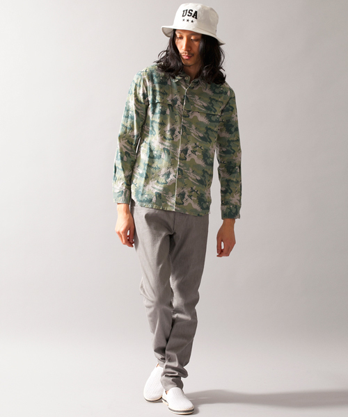MONKEY TIME（モンキータイム）の「＜MT×nowartt＞∴ MIX/CAMO CPO/シャツ◆（シャツ/ブラウス・メンズ・ブラック/オリーブ・SMALL/MEDIUM/LARGE）」の16枚目の写真