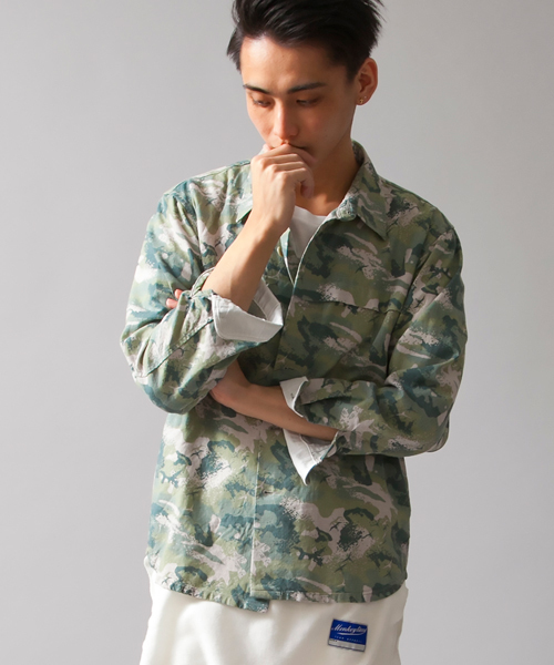 MONKEY TIME（モンキータイム）の「＜MT×nowartt＞∴ MIX/CAMO CPO/シャツ◆（シャツ/ブラウス・メンズ・ブラック/オリーブ・SMALL/MEDIUM/LARGE）」の11枚目の写真