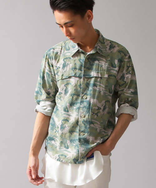 MONKEY TIME（モンキータイム）の「＜MT×nowartt＞∴ MIX/CAMO CPO/シャツ◆（シャツ/ブラウス・メンズ・ブラック/オリーブ・SMALL/MEDIUM/LARGE）」の12枚目の写真