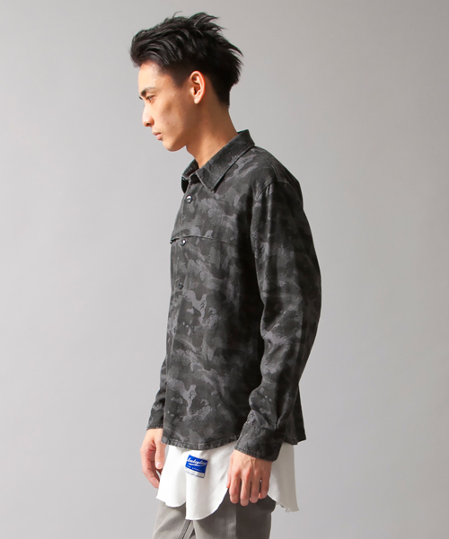 MONKEY TIME（モンキータイム）の「＜MT×nowartt＞∴ MIX/CAMO CPO/シャツ◆（シャツ/ブラウス・メンズ・ブラック/オリーブ・SMALL/MEDIUM/LARGE）」の13枚目の写真