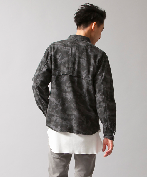 MONKEY TIME（モンキータイム）の「＜MT×nowartt＞∴ MIX/CAMO CPO/シャツ◆（シャツ/ブラウス・メンズ・ブラック/オリーブ・SMALL/MEDIUM/LARGE）」の5枚目の写真