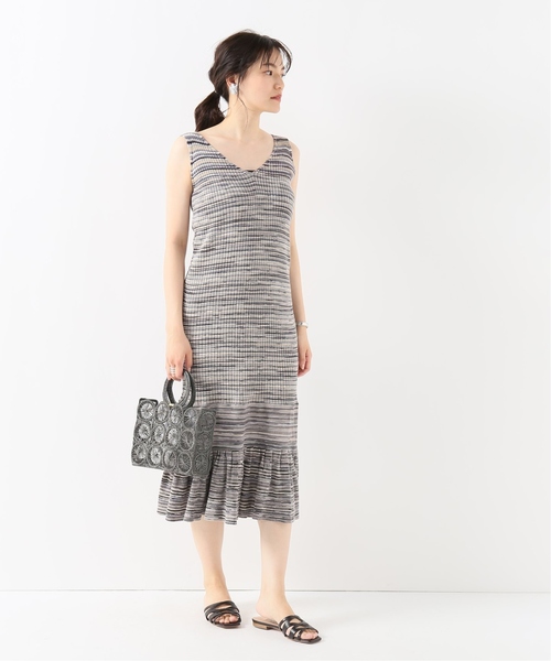 IENA LA BOUCLE（イエナラブークル）の「IENA LA BOUCLE カスリ ボーダーリブワンピース◆（ワンピース・レディース・グレー/グリーン・FREE）」の3枚目の写真