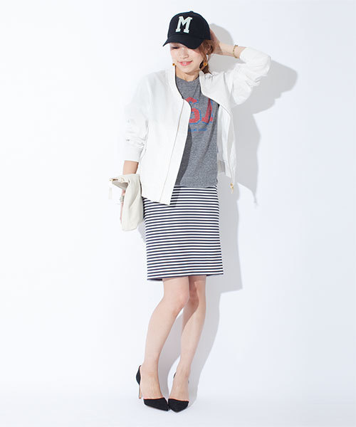 NANO universe（ナノユニバース）の「ミリタリーZIPUPブルゾン（ブルゾン・レディース・オフホワイト/カーキ/ネイビー・FREE）」の5枚目の写真