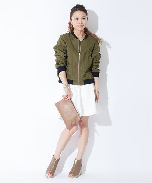 NANO universe（ナノユニバース）の「ミリタリーZIPUPブルゾン（ブルゾン・レディース・オフホワイト/カーキ/ネイビー・FREE）」の11枚目の写真