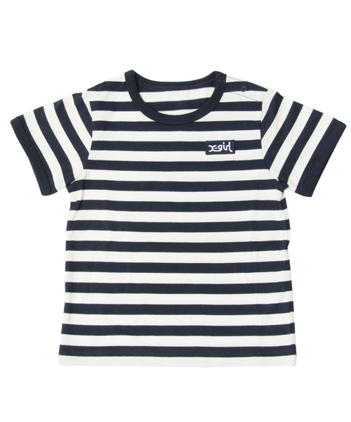 X-girl Stages(エックスガールステージス)の「BASIC BORDER S/S TOP (4T~7T)(Tシャツ/カットソー・キッズ・ネイビー/イエロー/レッド・7T/5T/4T/6T)」の2枚目の写真