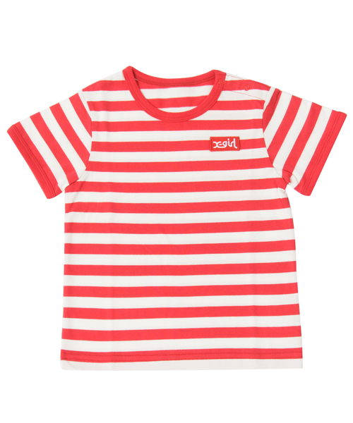 X-girl Stages(エックスガールステージス)の「BASIC BORDER S/S TOP (4T~7T)(Tシャツ/カットソー・キッズ・ネイビー/イエロー/レッド・7T/5T/4T/6T)」の1枚目の写真