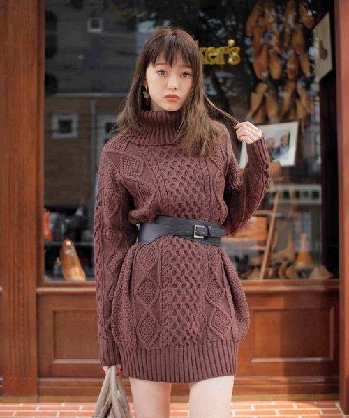 Lipservice リップサービス の ケーブルタートルニットワンピース ワンピース Wear Lipservice リップサービス の ケーブルタートルニットワンピース ワンピース Wear