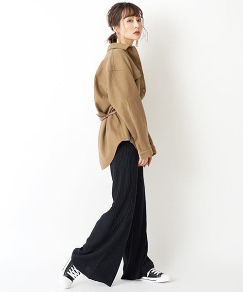 STYLEBLOCK(スタイルブロック)の「ワイドリブニットパンツ(その他パンツ・レディース・ミックスグレー/ライトベージュ/ブラック/ピンク系その他・M)」の2枚目の写真