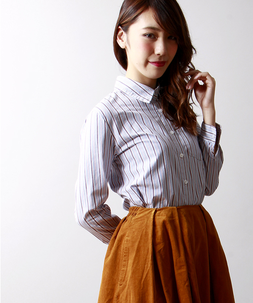 WEGO（ウィゴー）の「WEGO/ベーシックシャツ（シャツ/ブラウス・レディース・ホワイト/ブラック/ブルー/レッド/トリコロール/サックスブルー・FREE）」の6枚目の写真