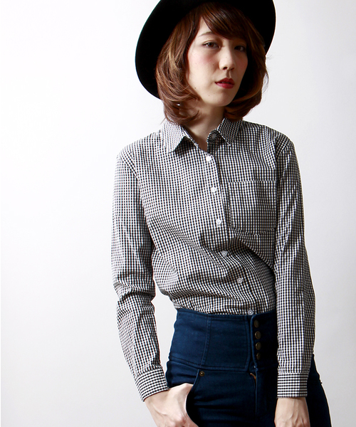 WEGO（ウィゴー）の「WEGO/ベーシックシャツ（シャツ/ブラウス・レディース・ホワイト/ブラック/ブルー/レッド/トリコロール/サックスブルー・FREE）」の3枚目の写真