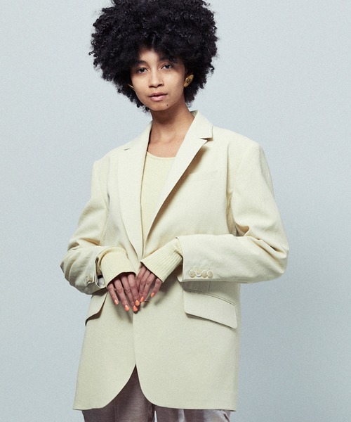 Wool Mix Smooth Prime-Over Peaked Lapel Double Tailored Jacket