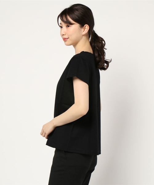 KID BLUE（キッドブルー）の「キッドブルー -20リブ＆天竺 -半袖トップス -KOON307 -kidblue（Tシャツ/カットソー・レディース・ブラック/オフホワイト・M）」の4枚目の写真