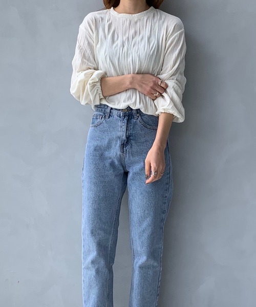 LE MORE（リモア）の「リンクルデザインシャツ（シャツ/ブラウス・レディース・ブラック/ベージュ/アイボリー・FREE）」の12枚目の写真