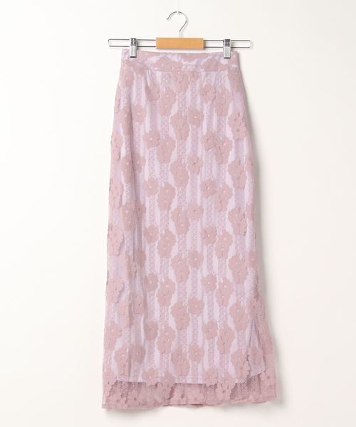 flower（フラワー）の「シアーレーススカート（スカート・レディース・ベージュ/パープル・FREE）」の4枚目の写真