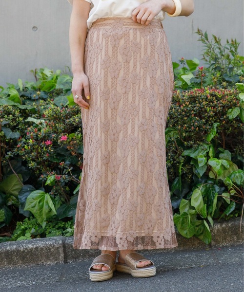flower（フラワー）の「シアーレーススカート（スカート・レディース・ベージュ/パープル・FREE）」の13枚目の写真