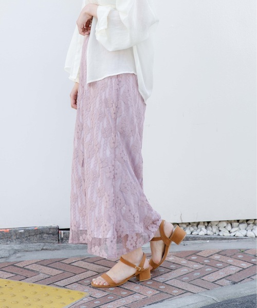flower（フラワー）の「シアーレーススカート（スカート・レディース・ベージュ/パープル・FREE）」の8枚目の写真