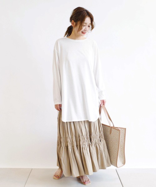 DouDou(ドゥドゥ)の「プリーツシャーリングスカート(スカート・レディース・オフホワイト/ベージュ・FREE)」の13枚目の写真