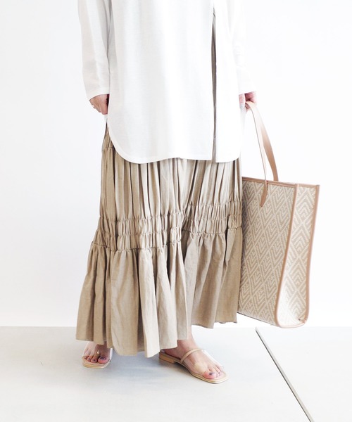 DouDou(ドゥドゥ)の「プリーツシャーリングスカート(スカート・レディース・オフホワイト/ベージュ・FREE)」の15枚目の写真