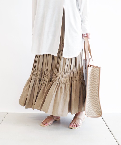 DouDou(ドゥドゥ)の「プリーツシャーリングスカート(スカート・レディース・オフホワイト/ベージュ・FREE)」の16枚目の写真