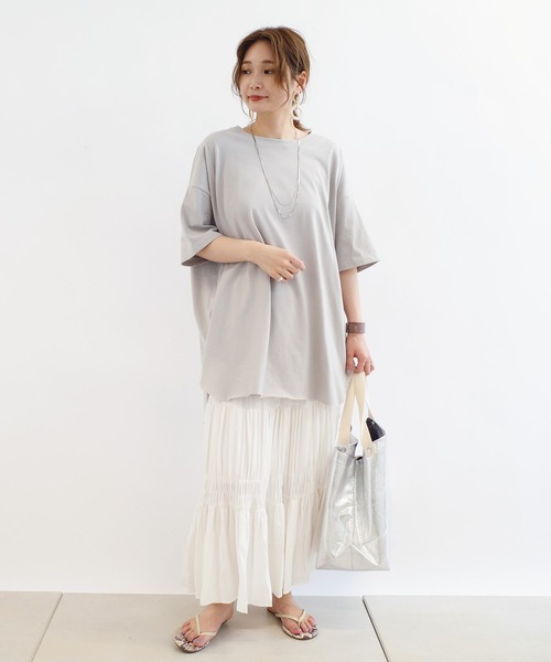 DouDou(ドゥドゥ)の「プリーツシャーリングスカート(スカート・レディース・オフホワイト/ベージュ・FREE)」の4枚目の写真