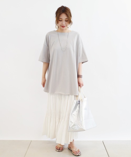 DouDou(ドゥドゥ)の「プリーツシャーリングスカート(スカート・レディース・オフホワイト/ベージュ・FREE)」の5枚目の写真