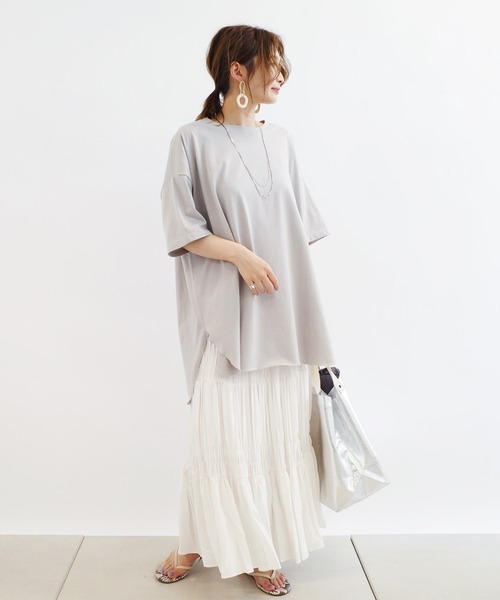 DouDou(ドゥドゥ)の「プリーツシャーリングスカート(スカート・レディース・オフホワイト/ベージュ・FREE)」の6枚目の写真