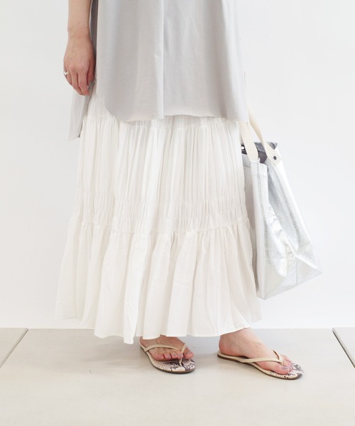 DouDou(ドゥドゥ)の「プリーツシャーリングスカート(スカート・レディース・オフホワイト/ベージュ・FREE)」の8枚目の写真