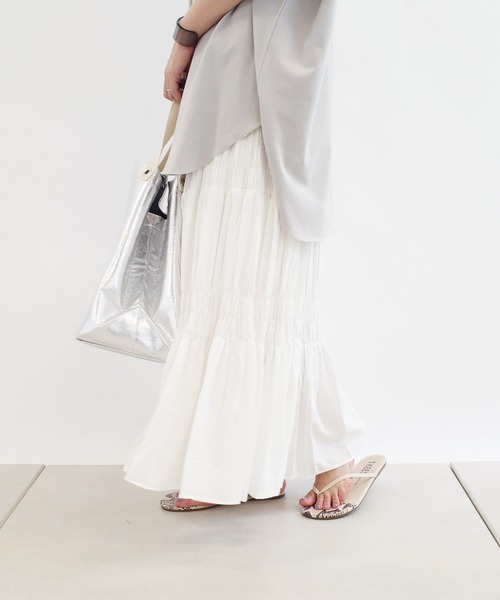 DouDou(ドゥドゥ)の「プリーツシャーリングスカート(スカート・レディース・オフホワイト/ベージュ・FREE)」の10枚目の写真