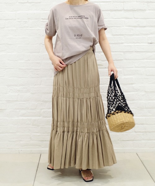 DouDou(ドゥドゥ)の「プリーツシャーリングスカート(スカート・レディース・オフホワイト/ベージュ・FREE)」の21枚目の写真