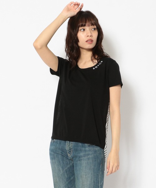 セール】stud./スタッド/バックシフォンTシャツ（Tシャツ/カットソー 