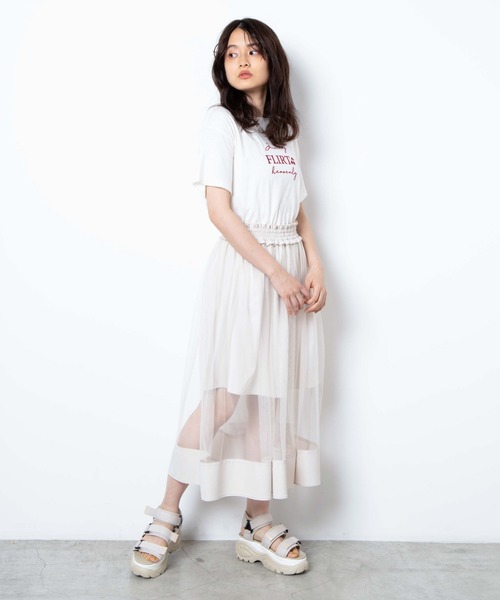 WEGO（ウィゴー）の「WEGO/シアーラインシャーリングスカート（スカート・レディース・ブラック/アイボリー・FREE）」の9枚目の写真