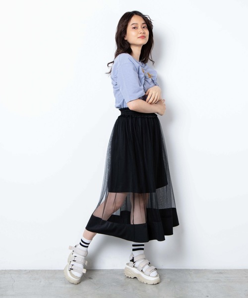 WEGO（ウィゴー）の「WEGO/シアーラインシャーリングスカート（スカート・レディース・ブラック/アイボリー・FREE）」の7枚目の写真