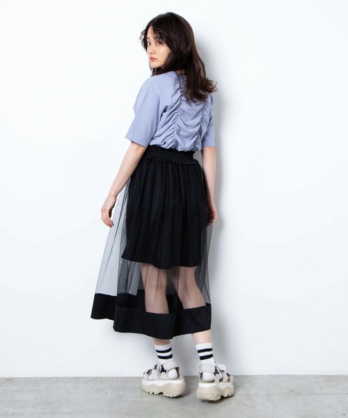 WEGO（ウィゴー）の「WEGO/シアーラインシャーリングスカート（スカート・レディース・ブラック/アイボリー・FREE）」の6枚目の写真