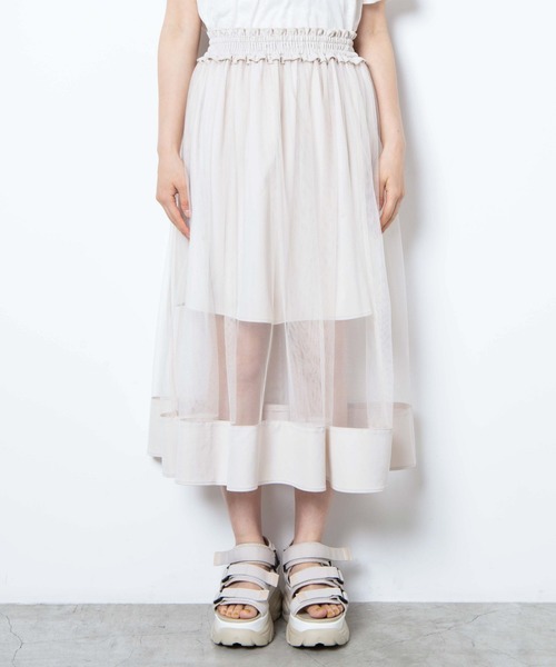 WEGO（ウィゴー）の「WEGO/シアーラインシャーリングスカート（スカート・レディース・ブラック/アイボリー・FREE）」の5枚目の写真