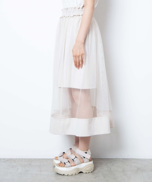 WEGO（ウィゴー）の「WEGO/シアーラインシャーリングスカート（スカート・レディース・ブラック/アイボリー・FREE）」の4枚目の写真