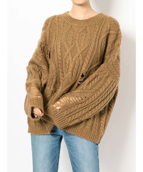 GYDA（ジェイダ）の「グラインダーケーブルニット TOPS（ニット/セーター・レディース・グレー/グリーン/マスタード・FREE）」の12枚目の写真