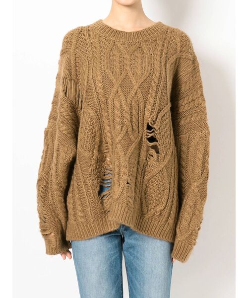 GYDA（ジェイダ）の「グラインダーケーブルニット TOPS（ニット/セーター・レディース・グレー/グリーン/マスタード・FREE）」の14枚目の写真