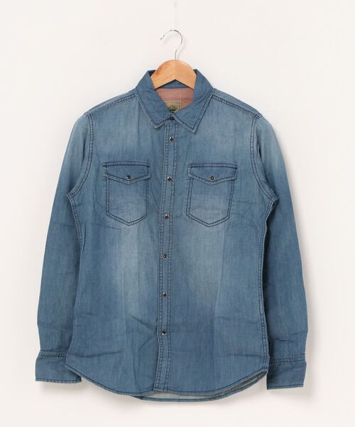 291295＝HOMME（ニーキューイチニーキューゴーオム）の「【291295=HOMME】 4.8oz ストレッチデニム シャツ（シャツ/ブラウス・メンズ・ライトインディゴブルー/インディゴブルー・2/3）」の2枚目の写真