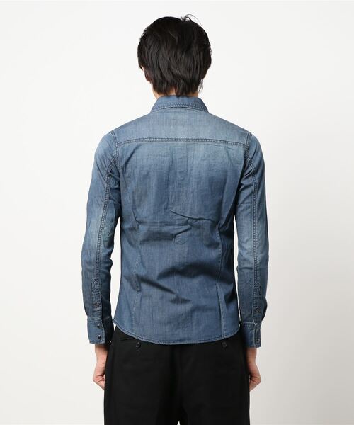 セール】【291295=HOMME】 4.8oz ストレッチデニム シャツ