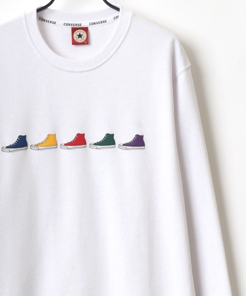 CONVERSE（コンバース）の「CONVERSE/コンバース オールスター カラフル シューズ刺繍 スウェット レディース メンズ トレーナー（スウェット・メンズ・ベージュ/ブルーグリーン/ホワイト/ブラック/チャコール/ライトグレー/ダークベージュ/オフホワイト/ダークグリーン/グレー系その他/グレー系その他3/ホワイト系その他3/ダークパープル/ベージュ系その他/ブルー系その他2/ブルー系その他/ホワイト系その他/グレー系その他2/ブラック系その他/グレイッシュベージュ/スミクロ/ホワイト系その他2・LL/M/L）」の5枚目の写真