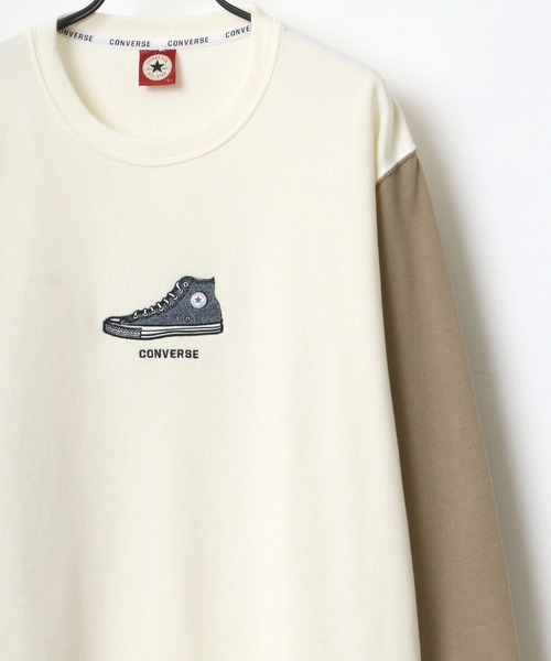 CONVERSE（コンバース）の「CONVERSE/コンバース オールスター カラフル シューズ刺繍 スウェット レディース メンズ トレーナー（スウェット・メンズ・ベージュ/ブルーグリーン/ホワイト/ブラック/チャコール/ライトグレー/ダークベージュ/オフホワイト/ダークグリーン/グレー系その他/グレー系その他3/ホワイト系その他3/ダークパープル/ベージュ系その他/ブルー系その他2/ブルー系その他/ホワイト系その他/グレー系その他2/ブラック系その他/グレイッシュベージュ/スミクロ/ホワイト系その他2・LL/M/L）」の6枚目の写真