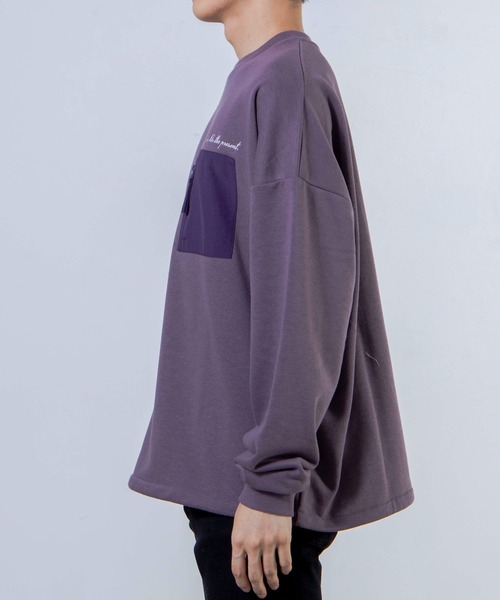 WEGO（ウィゴー）の「WEGO/ナイロンポケット刺繍プルオーバー（スウェット・メンズ・ホワイト/パープル/スミクロ・MEDIUM/LARGE）」の5枚目の写真