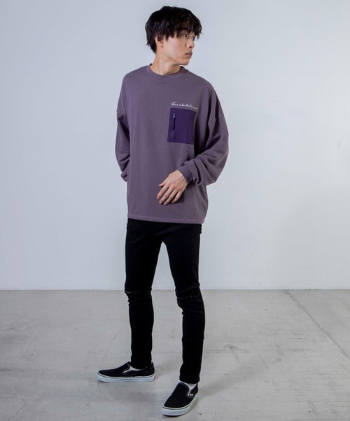 WEGO（ウィゴー）の「WEGO/ナイロンポケット刺繍プルオーバー（スウェット・メンズ・ホワイト/パープル/スミクロ・MEDIUM/LARGE）」の18枚目の写真