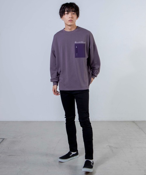 WEGO（ウィゴー）の「WEGO/ナイロンポケット刺繍プルオーバー（スウェット・メンズ・ホワイト/パープル/スミクロ・MEDIUM/LARGE）」の16枚目の写真