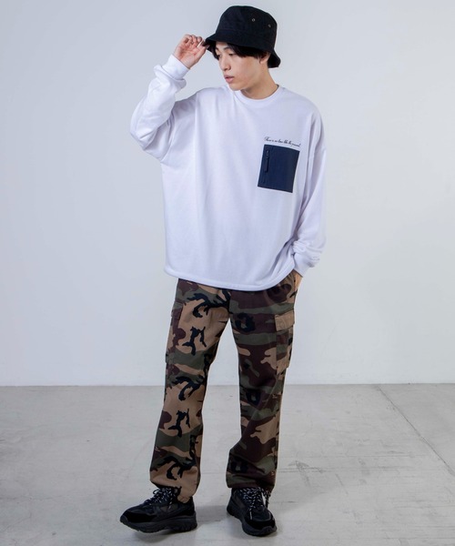 WEGO（ウィゴー）の「WEGO/ナイロンポケット刺繍プルオーバー（スウェット・メンズ・ホワイト/パープル/スミクロ・MEDIUM/LARGE）」の15枚目の写真