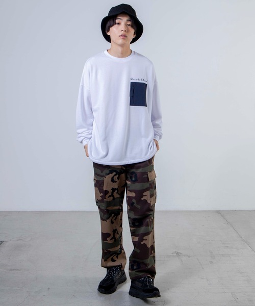 WEGO（ウィゴー）の「WEGO/ナイロンポケット刺繍プルオーバー（スウェット・メンズ・ホワイト/パープル/スミクロ・MEDIUM/LARGE）」の9枚目の写真