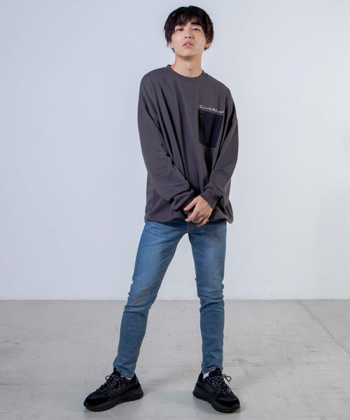 WEGO（ウィゴー）の「WEGO/ナイロンポケット刺繍プルオーバー（スウェット・メンズ・ホワイト/パープル/スミクロ・MEDIUM/LARGE）」の4枚目の写真